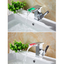 BLUE/GREEN/RED 3 COLOR CHANGING WATER FAUCET ADJUSTABLE WATERFALL SWIVEL TAP
