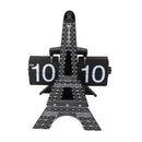 Modern Stylish Eiffel Tower Shaped Retro Flip Down Desk Clock for Office Bedroom Home Decoration Black