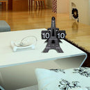 Modern Stylish Eiffel Tower Shaped Retro Flip Down Desk Clock for Office Bedroom Home Decoration Black