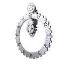 Creative 3D DIY Large Wall Art Rotary Gear Clock Mechanical Calendar for Living Room Home Decorations Silver
