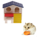 Pet Hamster House Wood Snuggle Hut for Small Animals Mice Rat Dwarf Hamster, Two Layer, Large Size with Window Door
