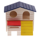 Pet Hamster House Wood Snuggle Hut for Small Animals Mice Rat Dwarf Hamster, Two Layer, Large Size with Window Door
