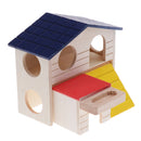 Pet Hamster House Wood Snuggle Hut for Small Animals Mice Rat Dwarf Hamster, Two Layer, Large Size with Window Door