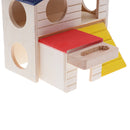 Pet Hamster House Wood Snuggle Hut for Small Animals Mice Rat Dwarf Hamster, Two Layer, Large Size with Window Door
