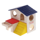 Pet Hamster House Wood Snuggle Hut for Small Animals Mice Rat Dwarf Hamster, Two Layer, Large Size with Window Door