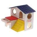 Pet Hamster House Wood Snuggle Hut for Small Animals Mice Rat Dwarf Hamster, Two Layer, Large Size with Window Door
