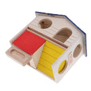 Pet Hamster House Wood Snuggle Hut for Small Animals Mice Rat Dwarf Hamster, Two Layer, Large Size with Window Door