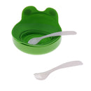 Food-grade Dog Bowl Non-slip Pet Bowl Spill-proof Cat Water Bowl with Suction Cup, Lovely Frog Pattern, Green