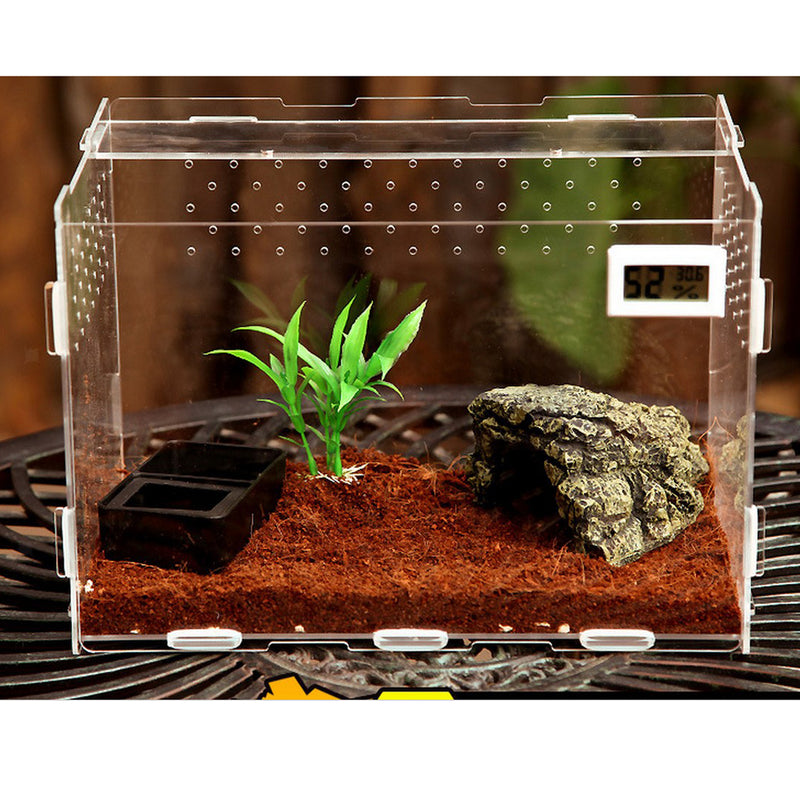 Clear Acrylic Pet Reptile Lizard Transport Breeding Feeding Case 17x17x22cm