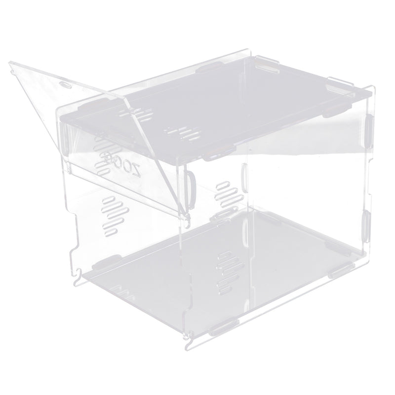 Clear Acrylic Pet Reptile Lizard Transport Breeding Feeding Case 17x17x22cm
