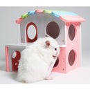 Wooden House Villa Cage Exercise Toys for Hamster Hedgehog Mouse Rat Guinea Pig