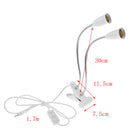 E27 LED Planting Grow Light Clip On Flexible Lamp Holder EU Plug Dual Head