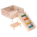Wooden Platform?Swing and Ladder Set for Mouse, Chinchilla, Rat, Gerbil and Dwarf Hamster, Cage Toy Climbing Kits for Small Animals