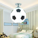 Kid' Bedroom Glass Football Flush Mount Ceiling Light Creative Soccer Children's Boys Room Ceiling Light Fixtures 220V ( No Bulb )