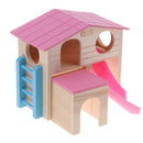 Fun Hamster Toy House with Ladder Wooden Cage Pet Small Animals Toy