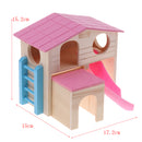 Fun Hamster Toy House with Ladder Wooden Cage Pet Small Animals Toy
