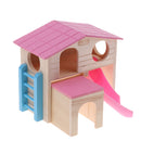 Fun Hamster Toy House with Ladder Wooden Cage Pet Small Animals Toy