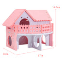 Double Layers Hamster Wooden Pink Villa House Small Pet Hideout Rats Home
