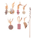 Cat Feather Teaser Toy,7 pcs Variety Interactive Kitten Toys Set,Interactive Feather Teaser Wand Toy for Cat,Great Gift
