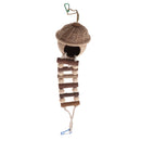 Parrot Cage Accessories Bird House Nest Coconut Hideaway Perch with Ladder