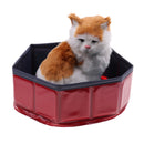 Foldable PVC Pet Play Paddling Pool Protable Puppy Swimming Cooling Bathing Tub Dia. 30cm ( Red )