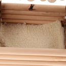Natural Chews Toy Hamster Small Animals Pet Rats Gerbil Hideout Wooden Hut Play House, with Mat Pad