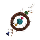 Parrots Cockatiel Lovebird Treat Chew Bird Cage Hanging Swing Natural Rattan Toy