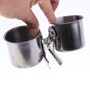 Stainless Steel Cage Coop Double Cup Bird Parrot Animal Food Water Bowl with Clip