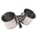 Stainless Steel Cage Coop Double Cup Bird Parrot Animal Food Water Bowl with Clip