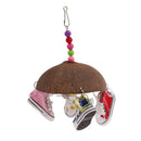Bird Chew Toy?Coconut Color Shoes Beads Molars Bite Toys Swing for Parrot