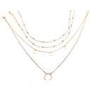 Bohemian Moon Multi-layer Necklace Round Pendant Alloy Necklace For Women