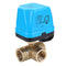 TMOK 1/2" 3/4" 1" Blue Shell 3 Way Motorized Electric Brass T Ball Valve 3 Wire AC 220V Full Port
