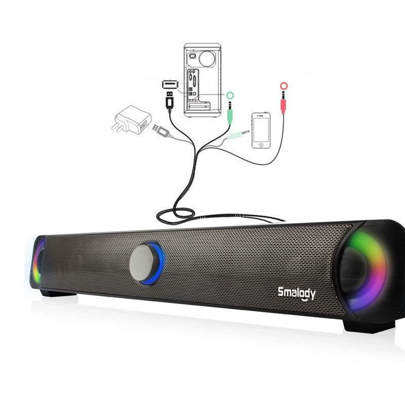 Smalody LED Light Stereo Noise Cancelling 3.5mm Aux Speaker Wired Loudspeaker for Mobile Phone