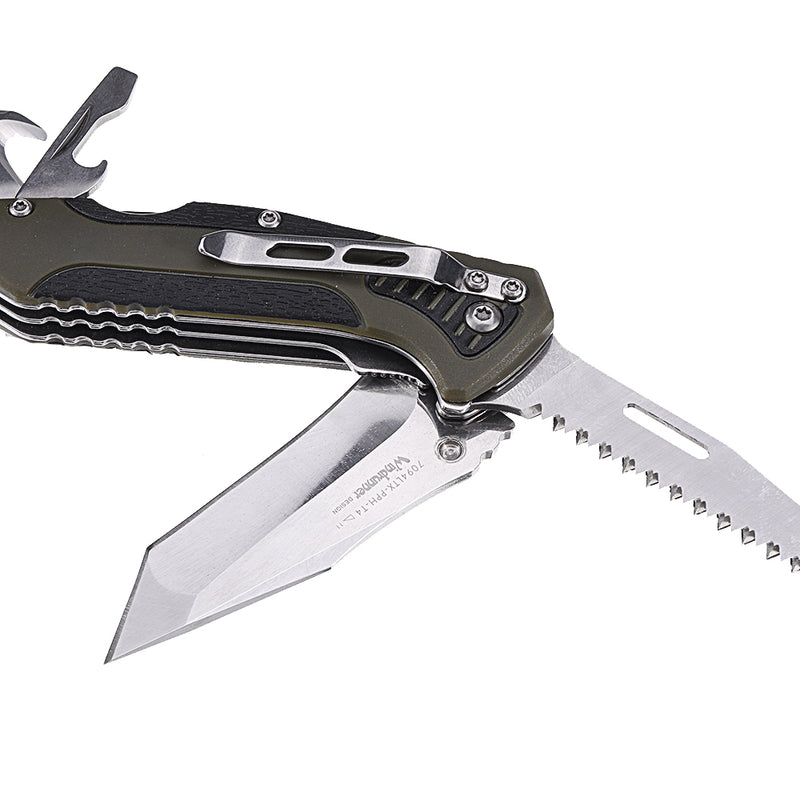 Sanrenmu Multifunctional Tools Folding Pocket EDC Camping Survival Tools Rope Cutter Glass Hammer Screwdriver Bottle Opener