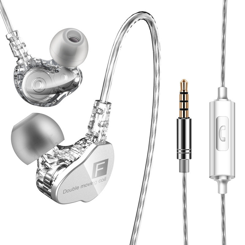 [Dual Dynamic Drivers] Fonge F4 Heavy Bass Earphone 3.5mm Wired Control Stereo Headphone with Mic