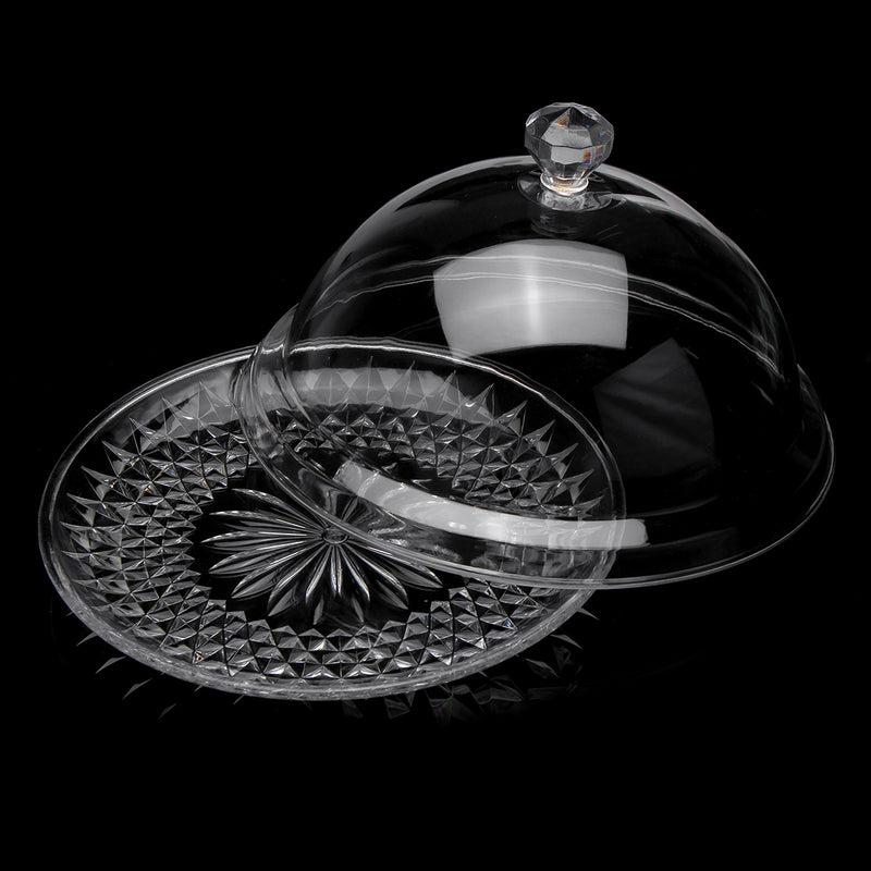 Transparent Cake Stand Dome Lid Cover Cup Cake Pastry Food Display Serving Plate