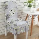 KCASA WX-PP5 Elegant Flower Elastic Stretch Chair Seat Cover With Skirt Hem Dining Room Home Wedding