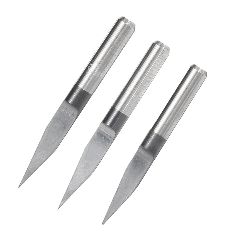 25 Degree 3.175mm Shank 0.1/0.2/0.3/0.4/0.5mm Flat Bottom PCB Engraving Bit CNC Tool