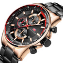 MINI FOCUS MF0218G Date Display Men Wristwatch Working Little Dial Full Steel Quartz Watch