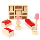 Wooden Doll Set Children Toys Miniature House Family Furniture Kit  Accessories