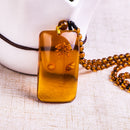Unisex Resin Amber Flower Drop Pendant Vintage Geometry Beads Women Necklace Chain