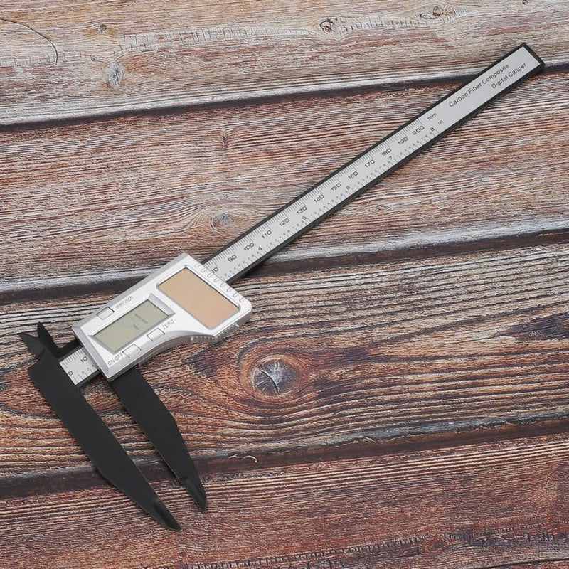 200mm Digital Ruler Digital Caliper Solar Power Carbon Fiber Ruler with 75mm Long Jaw Measuring Tool