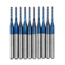 Drillpro 10pcs 1.1-1.5mm Blue NACO Coated PCB Bits Carbide Engraving Milling Cutter For CNC Tool Rotary Burrs