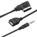AMI MDI Music to 3.5mm AUX Audio Cable with USB Charger Port For VW Audi A4 A6 A8 S4 S6 Q5 Q7