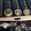 50pcs 25/27/30mm Round Coins Holders Storage Container Display Cases Wooden Box