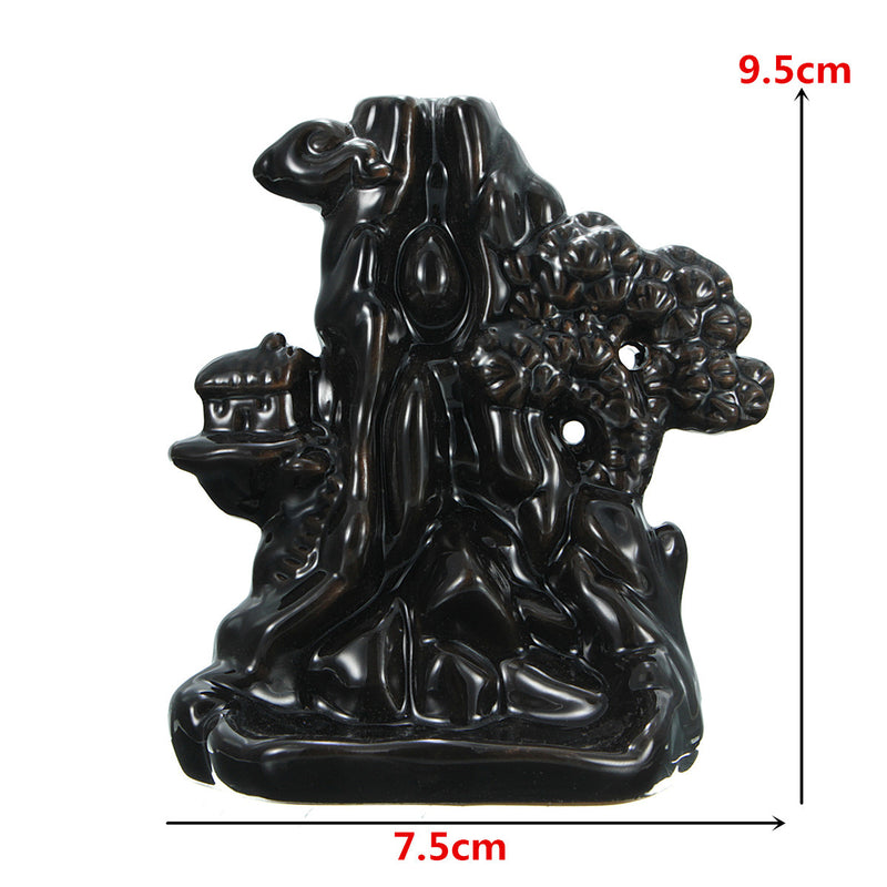 Ceramic Backflow Incense Cone Burner Holder Mountain Fragrance Fragrant Home Censer Decor