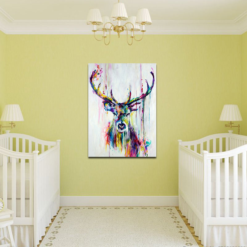 Miico Hand Painted Oil Paintings Animal Elk Paintings Wall Art For Home Decoration