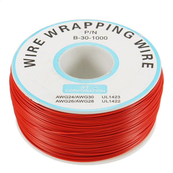5pcs Red 0.55mm Circuit Board Single-Core Tinned Copper Wire Wrap Electronic Wire Jumper Cable