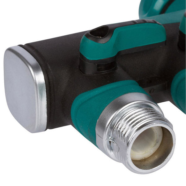 3/4 Inch Garden Hose 4 Way Splitter Water Pipe Faucet Shut Off Valve Connector US Standard Thread
