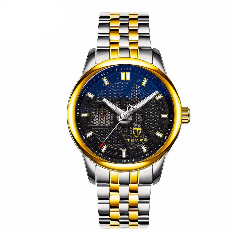 TEVISE 9008G Business Style Automatic Mechanical Watch Full Steel Luminous Display Men Watch